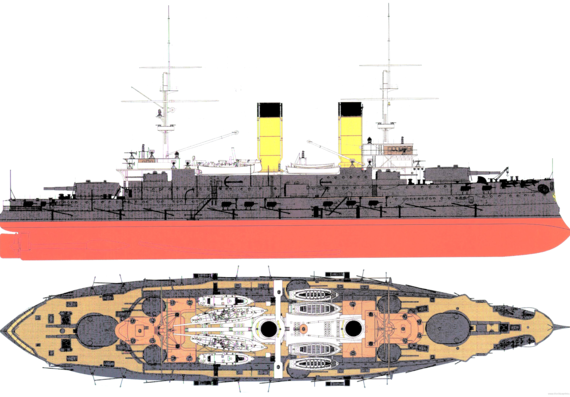 Боевой корабль Россия - Knyaz Suvorov 1905 [Battleship] - чертежи, габариты, рисунки